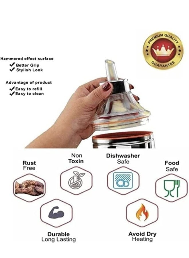 DARAZ موزع زيت من الفولاذ المقاوم للصدأ من داراز بمقبض | وعاء زيت | صبّاب زيت | قدر زيت | علبة زيت | زجاجة زيت بمقبض - (عبوة من قطعتين) - Image 5